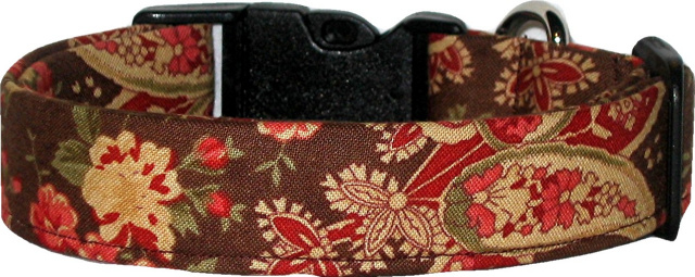 Brown Paisley Handmade Dog Collar